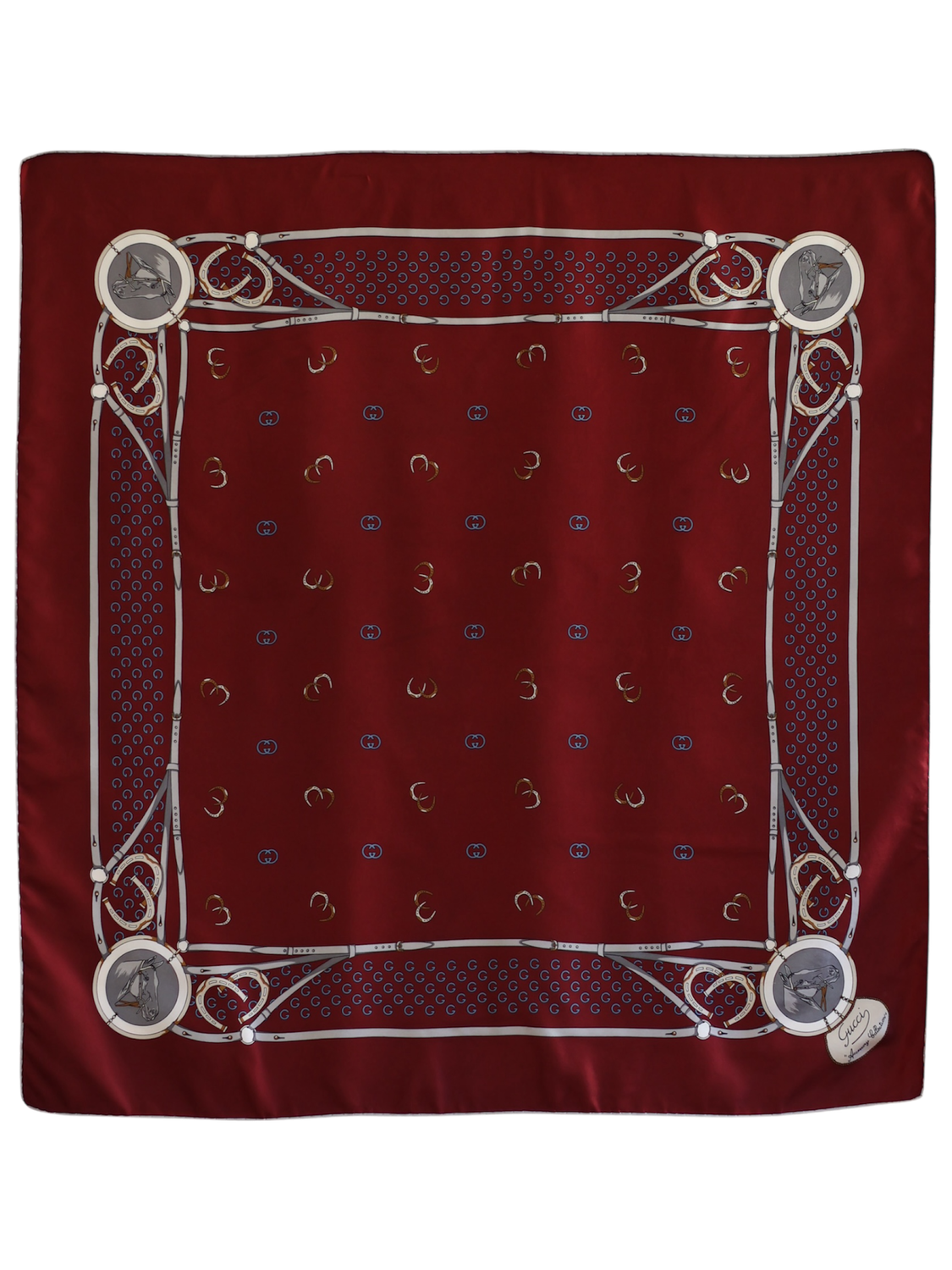 GUCCI Burgundy Silk Scarf - Elegance at Its Finest