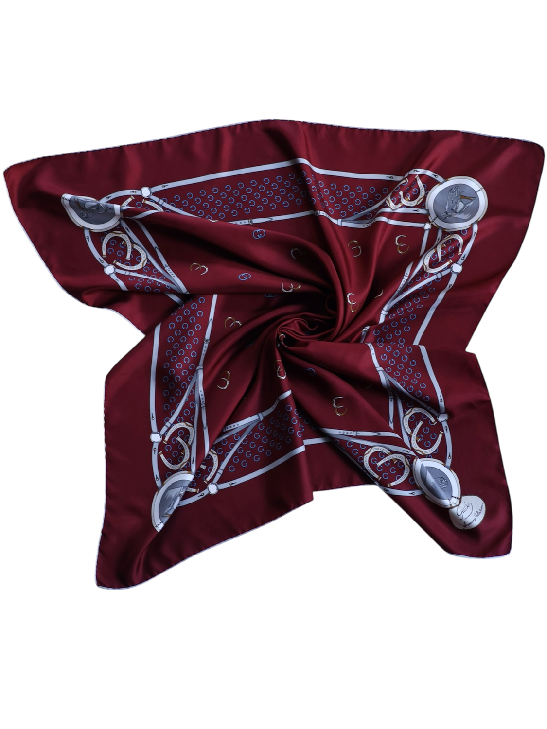 GUCCI Burgundy Silk Scarf - Elegance at Its Finest