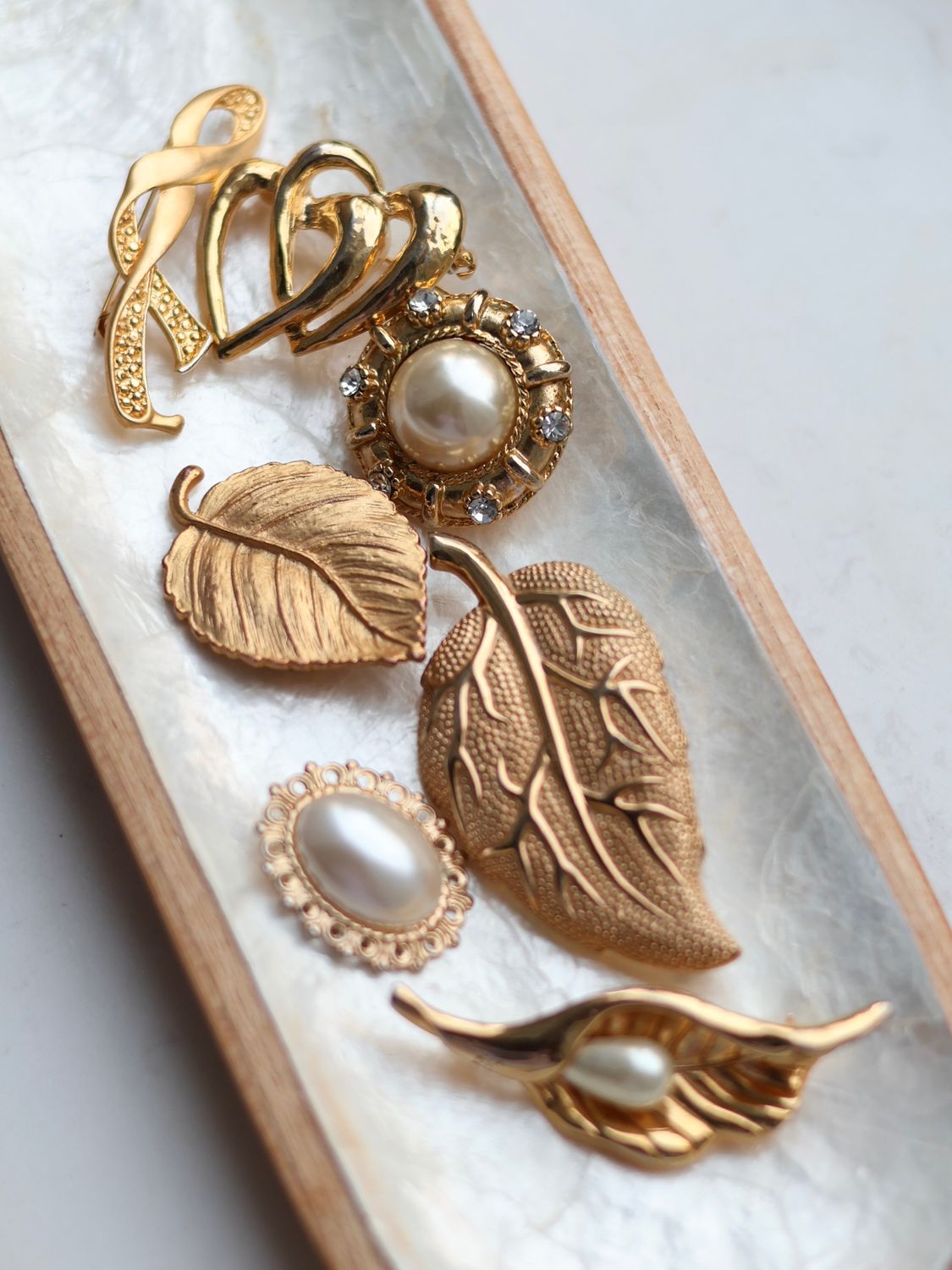 Faux Pearl Scarf Brooch