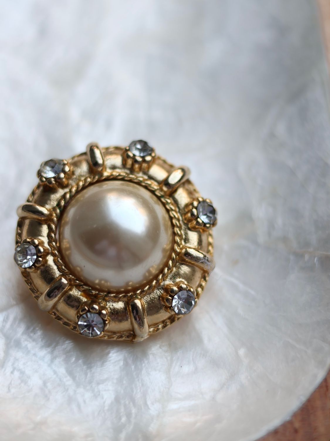Faux Pearl Scarf Brooch