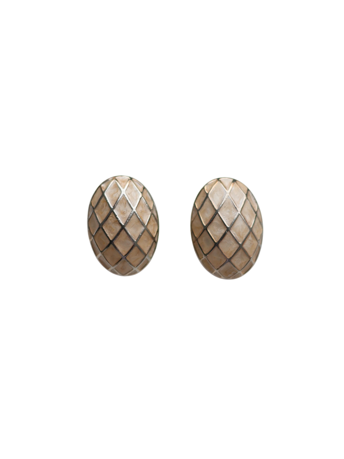 Cream Enamel Oval Earrings