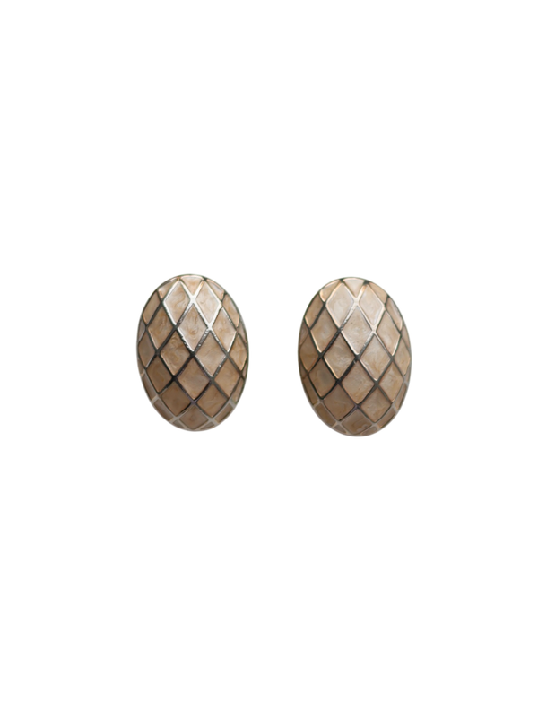 Cream Enamel Oval Earrings