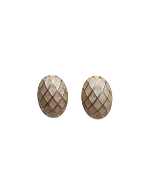 Cream Enamel Oval Earrings