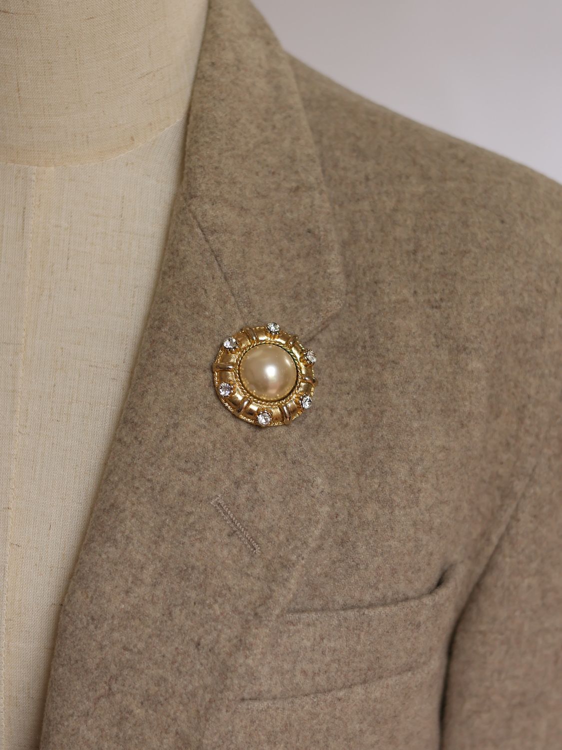 Faux Pearl Scarf Brooch