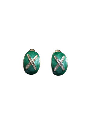 Green Enamel Earrings
