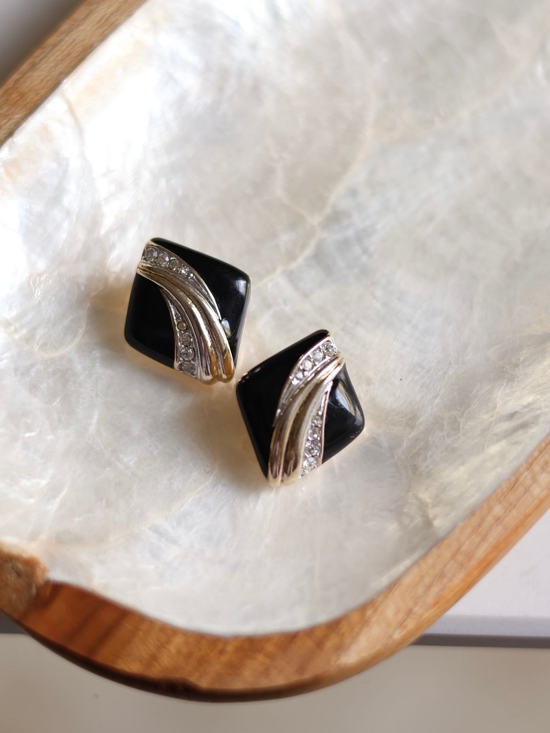 Black Enamel Earrings