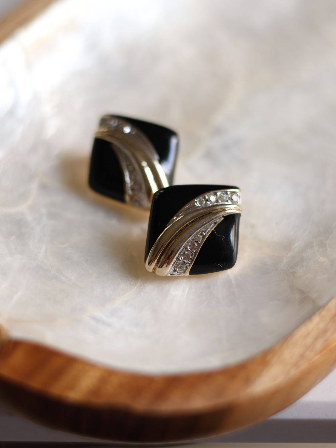 Black Enamel Earrings
