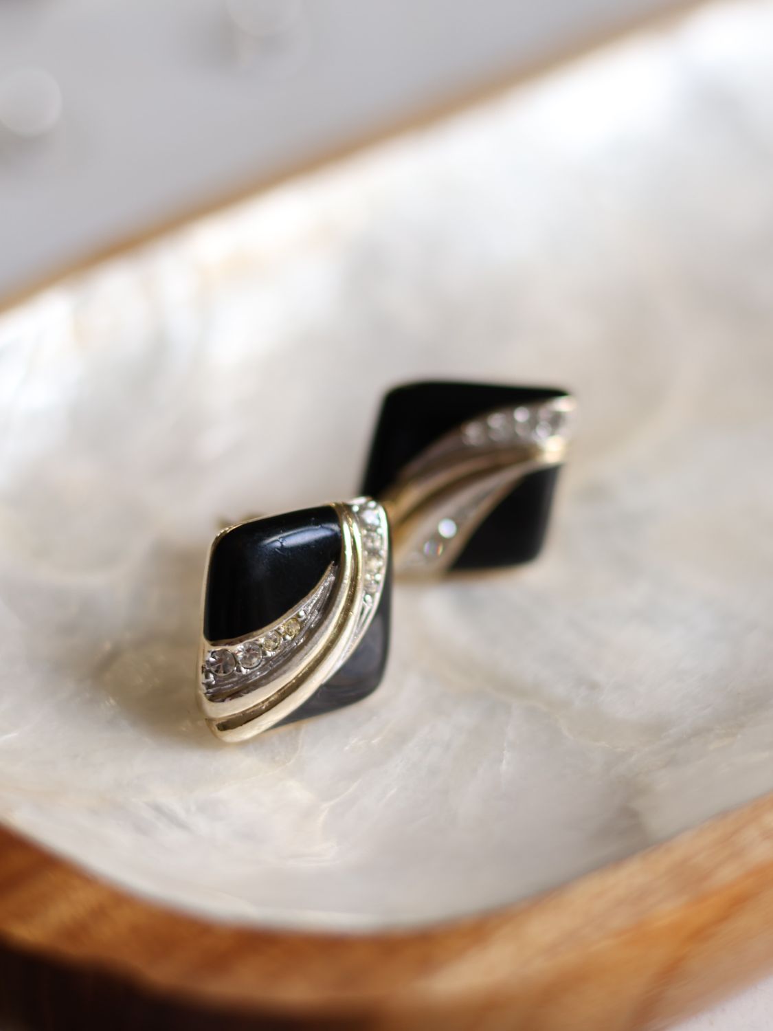 Black Enamel Earrings