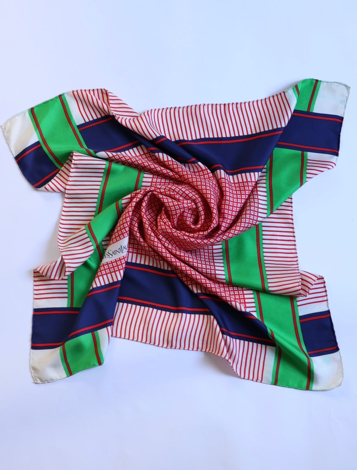 YSL Stripes Silk Scarf