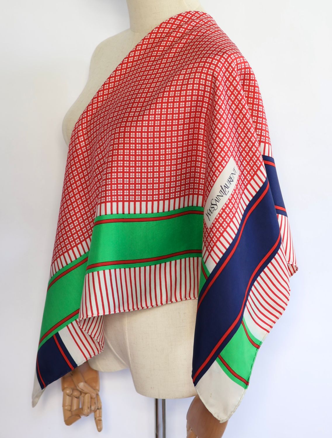 YSL Stripes Silk Scarf