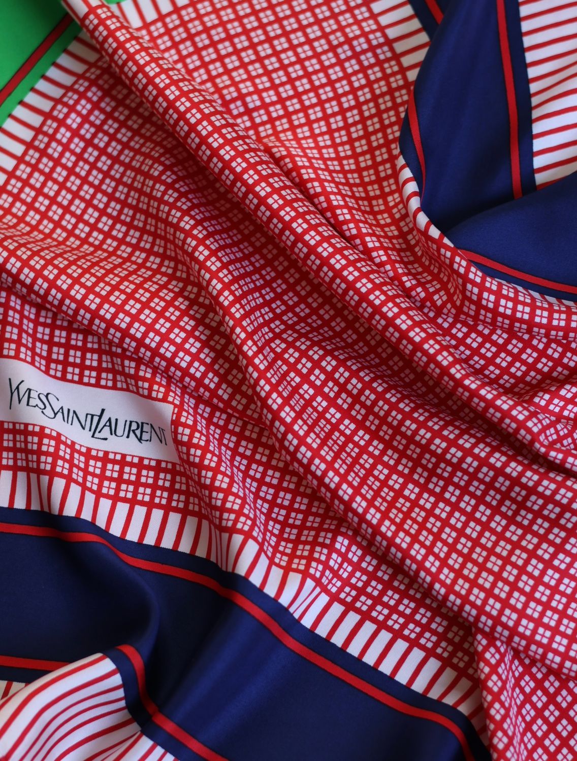 YSL Stripes Silk Scarf