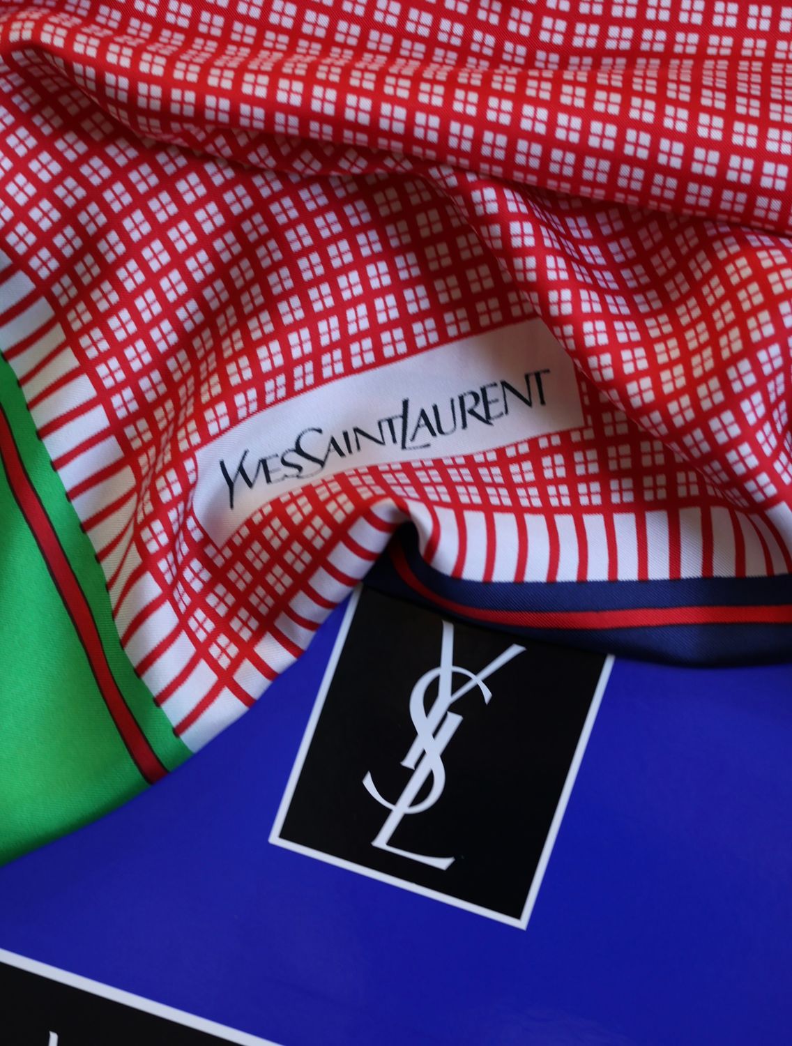YSL Stripes Silk Scarf
