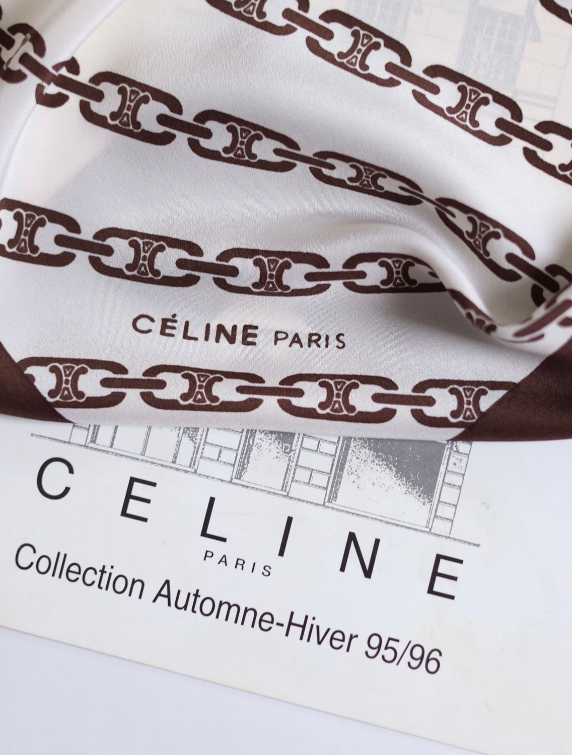 Celine Triomphe Chain Silk Scarf