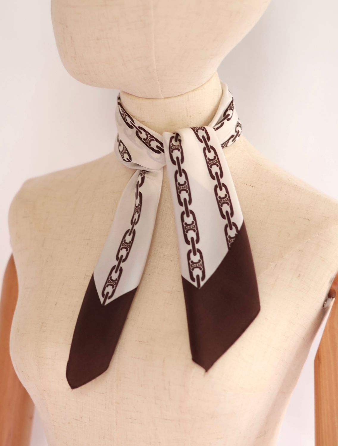 Celine Triomphe Chain Silk Scarf