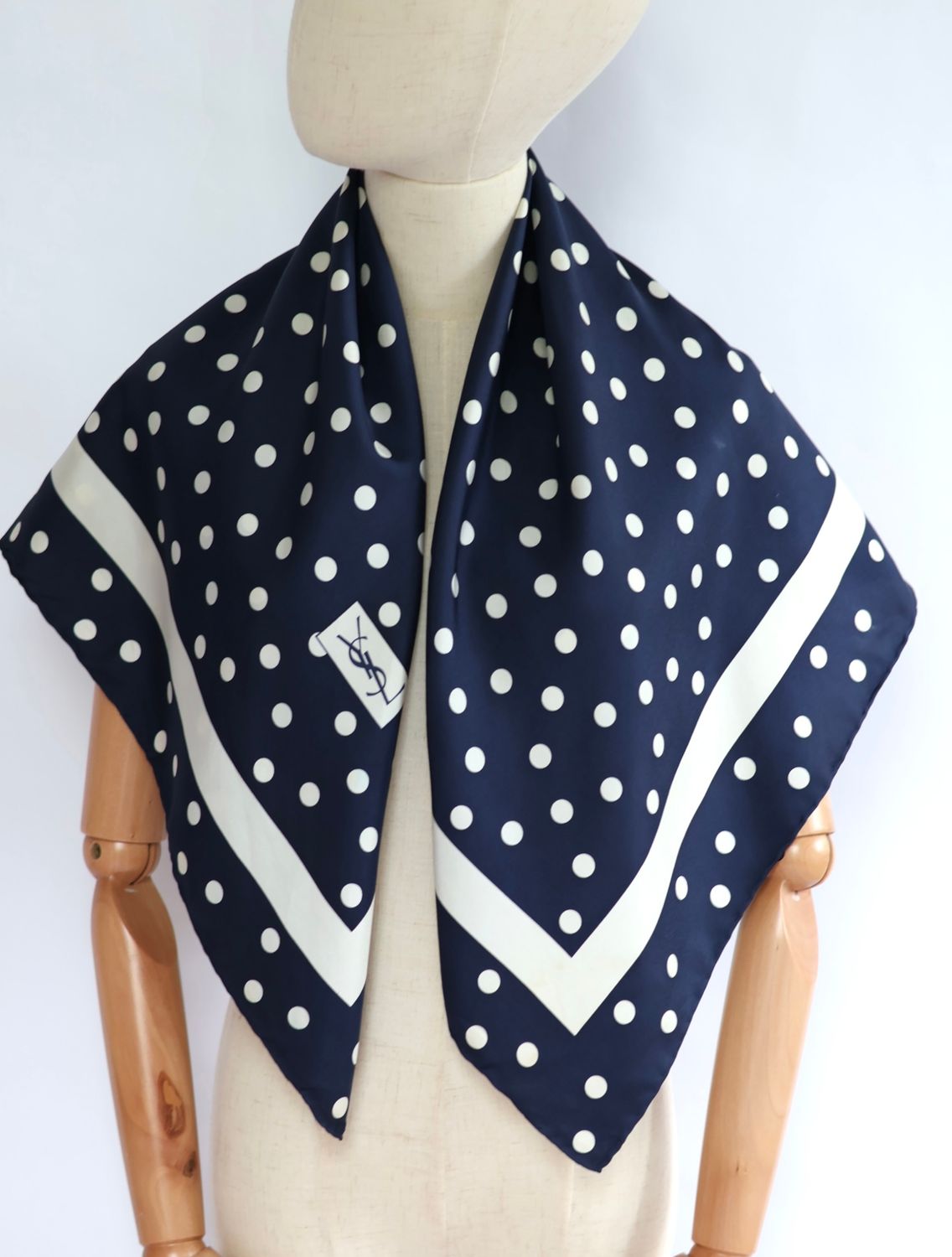 YSL Polka Dot Silk Scarf