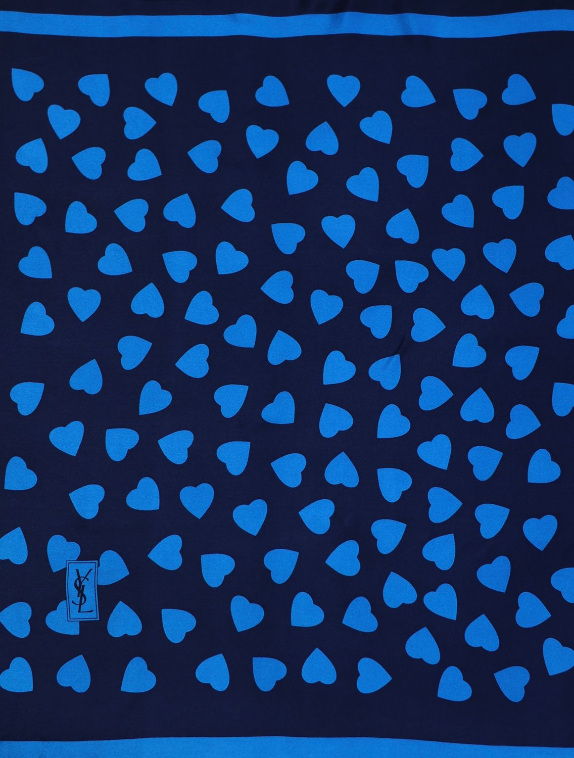 YSL Bleu Coeur Silk Scarf