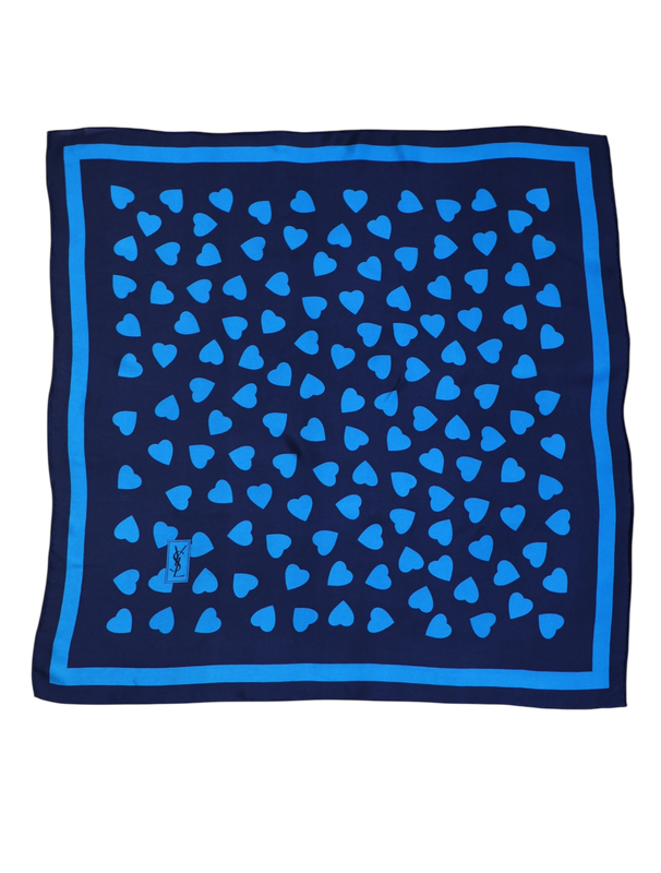 YSL Bleu Coeur Silk Scarf