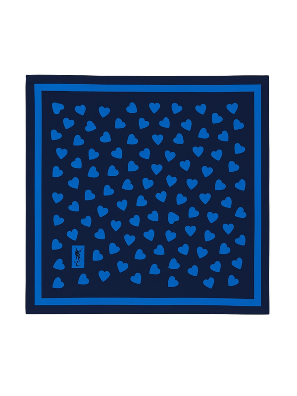 YSL Bleu Coeur Silk Scarf