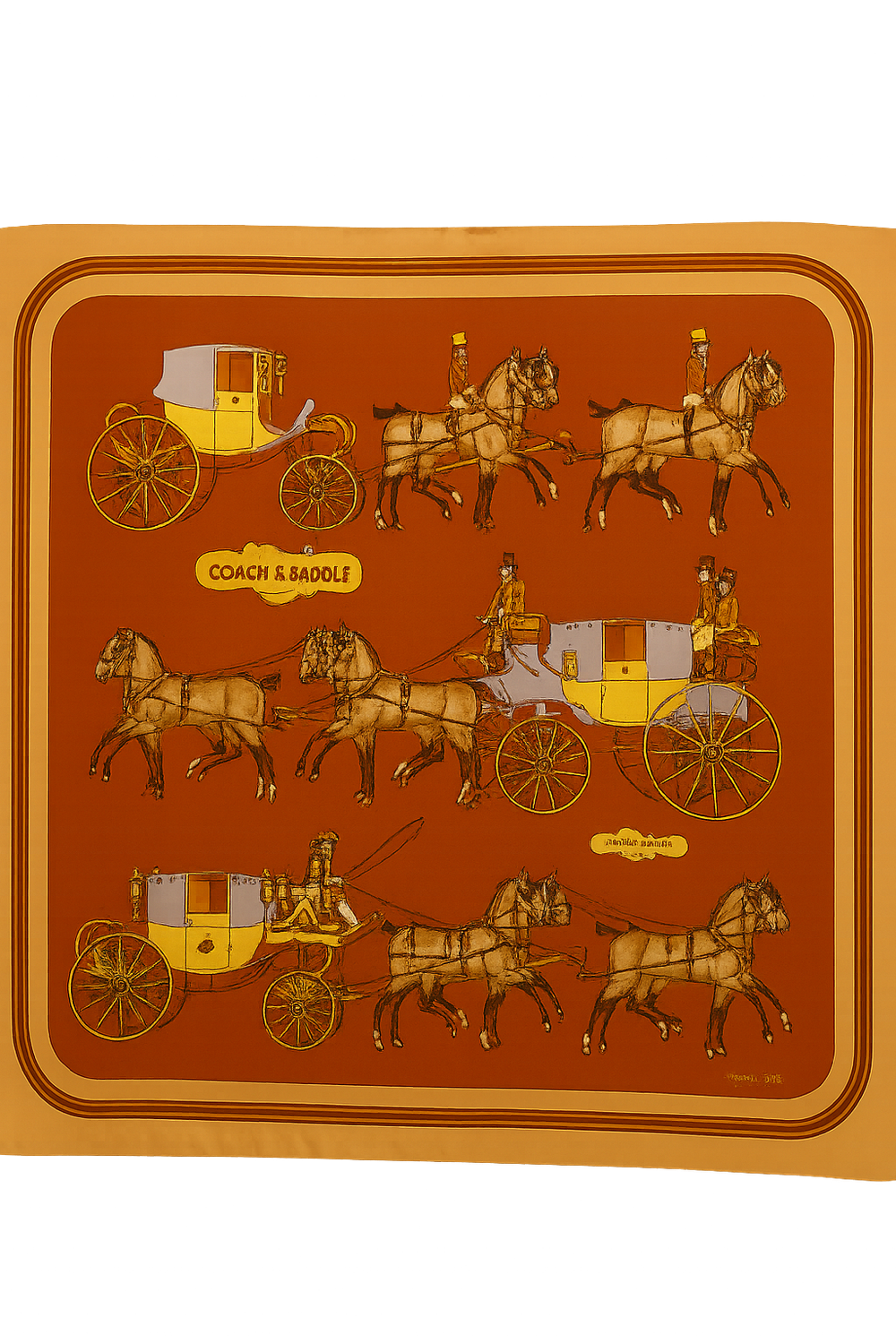 Hermès Coach &amp; Saddle Silk Scarf