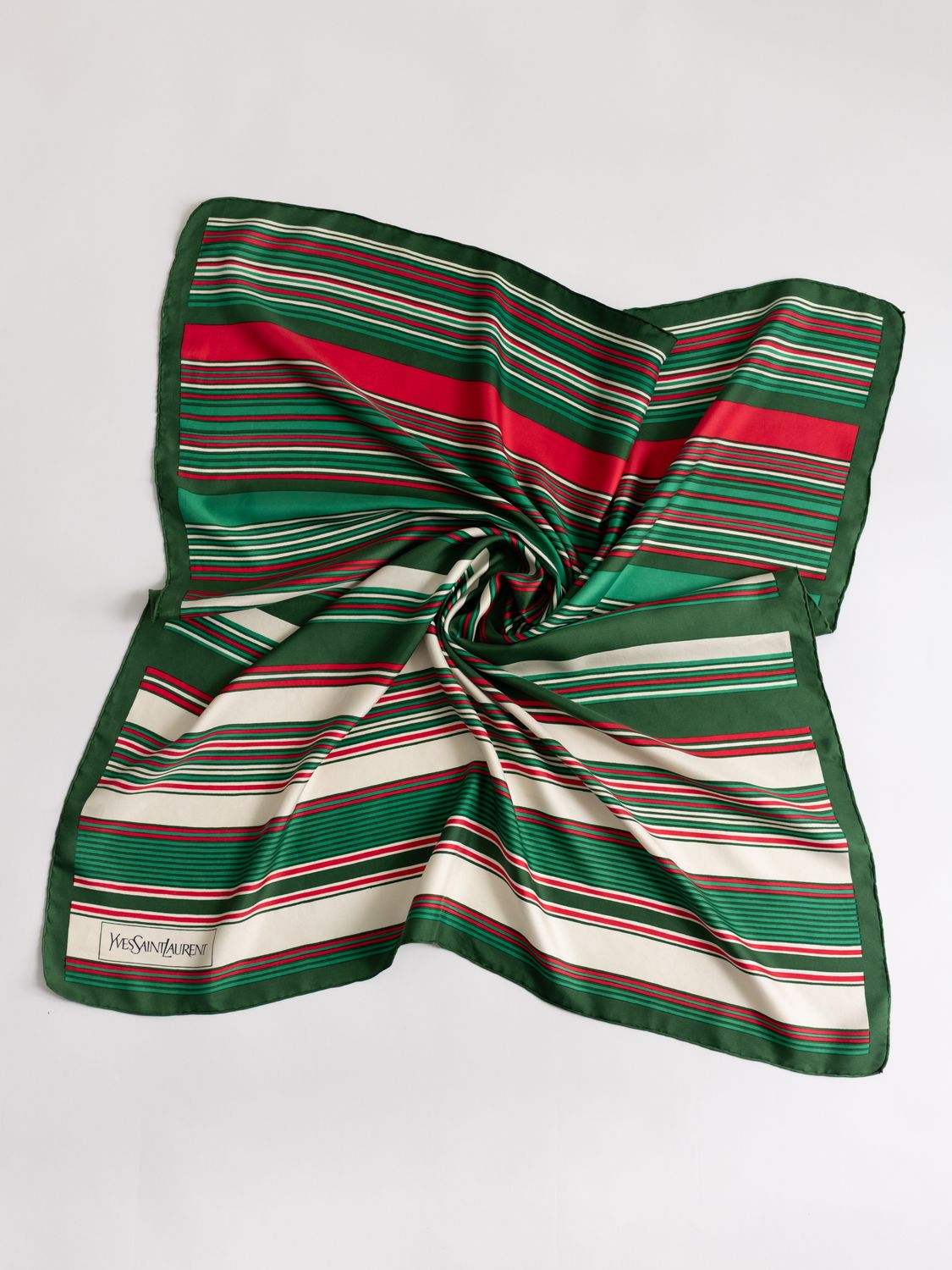 YSL Multicolor Stripe Silk Scarf