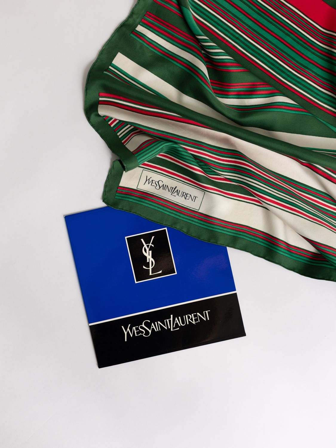 YSL Multicolor Stripe Silk Scarf