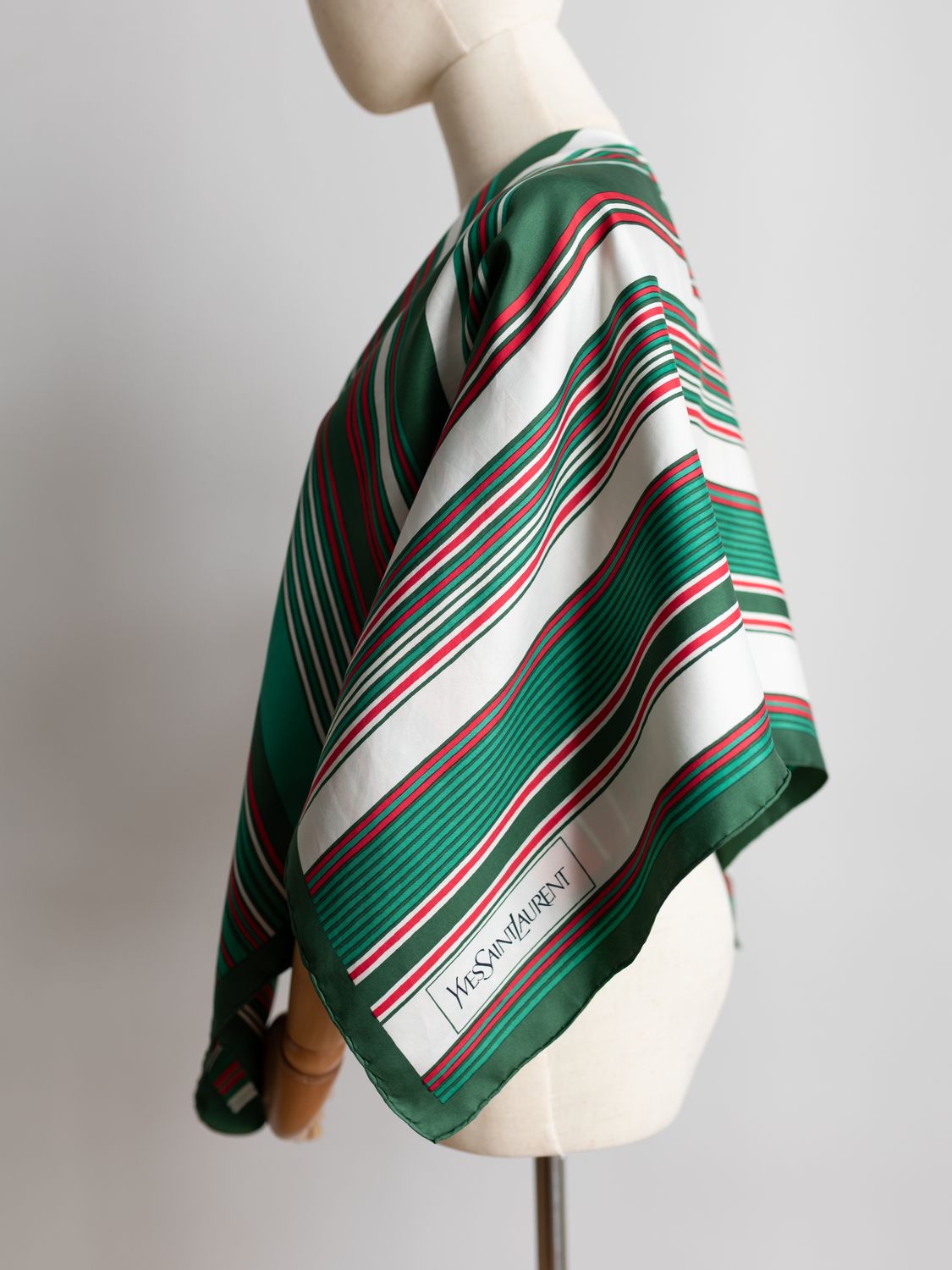 YSL Multicolor Stripe Silk Scarf