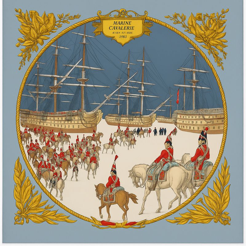 Hermès Marine et Cavalerie Silk Scarf