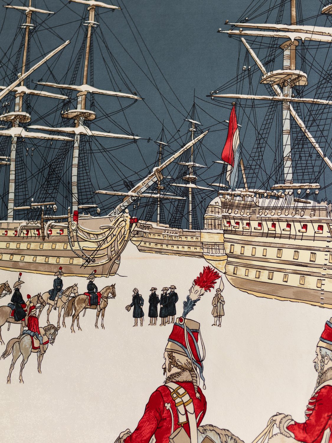 Hermès Marine et Cavalerie Silk Scarf