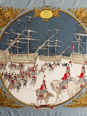 HERMES Marine et Cavalerie シルクスカーフ Hermès Marine et Cavalerie Silk Scarf