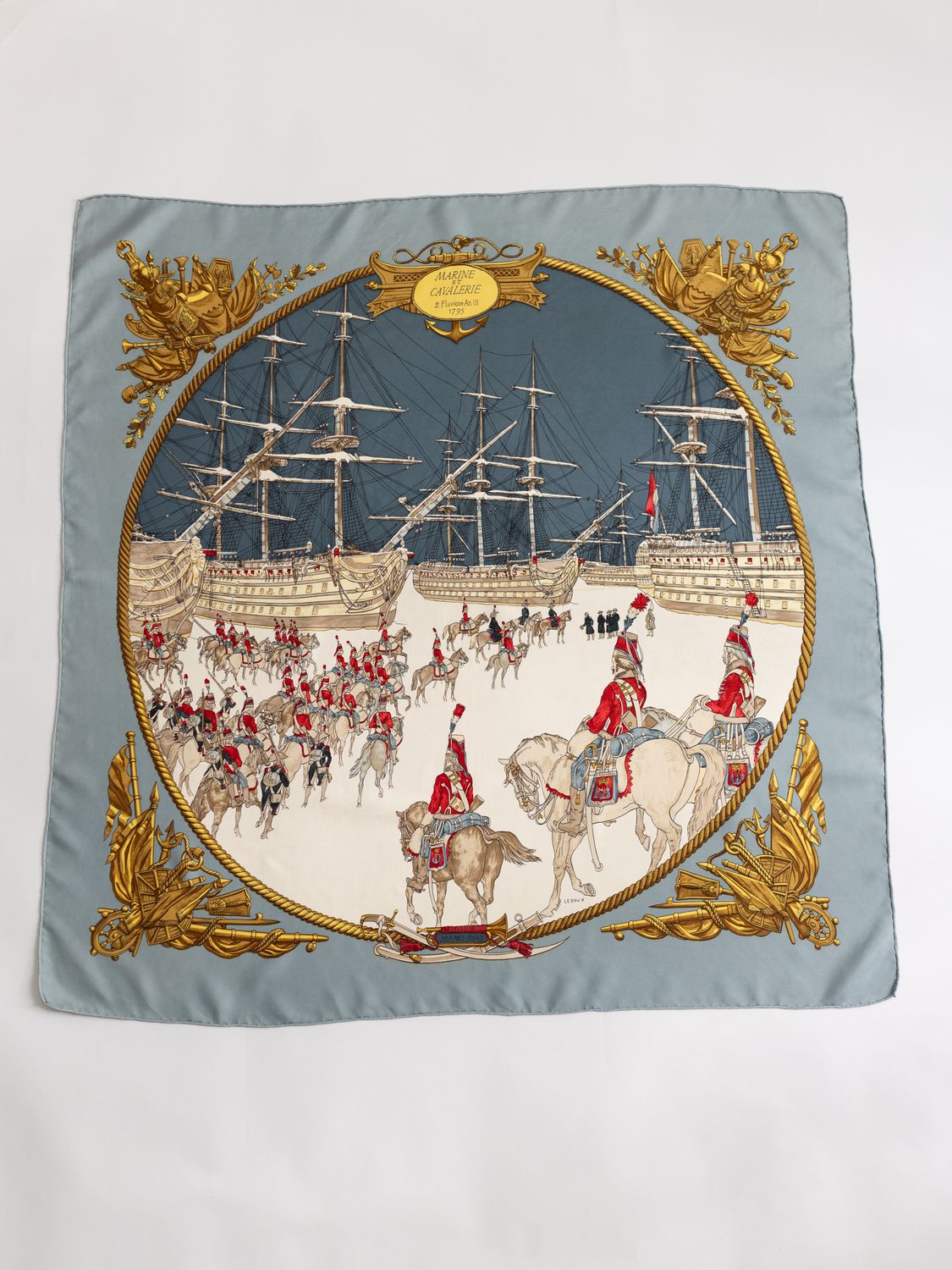 HERMES Marine et Cavalerie シルクスカーフ Hermès Marine et Cavalerie Silk Scarf