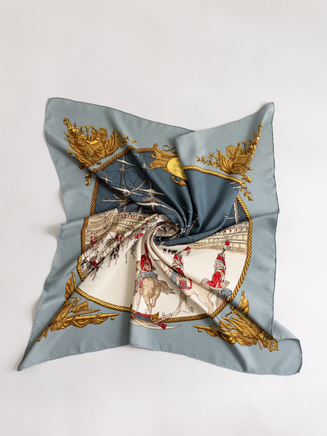 Hermès Marine et Cavalerie Silk Scarf