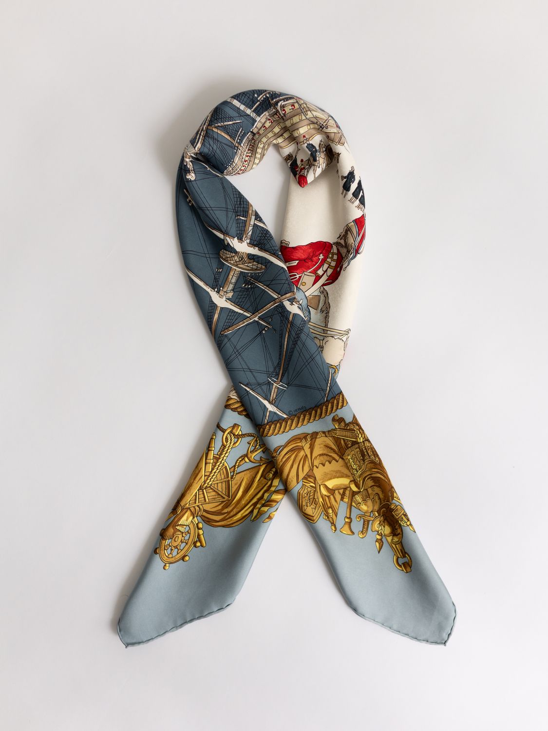 Hermès Marine et Cavalerie Silk Scarf