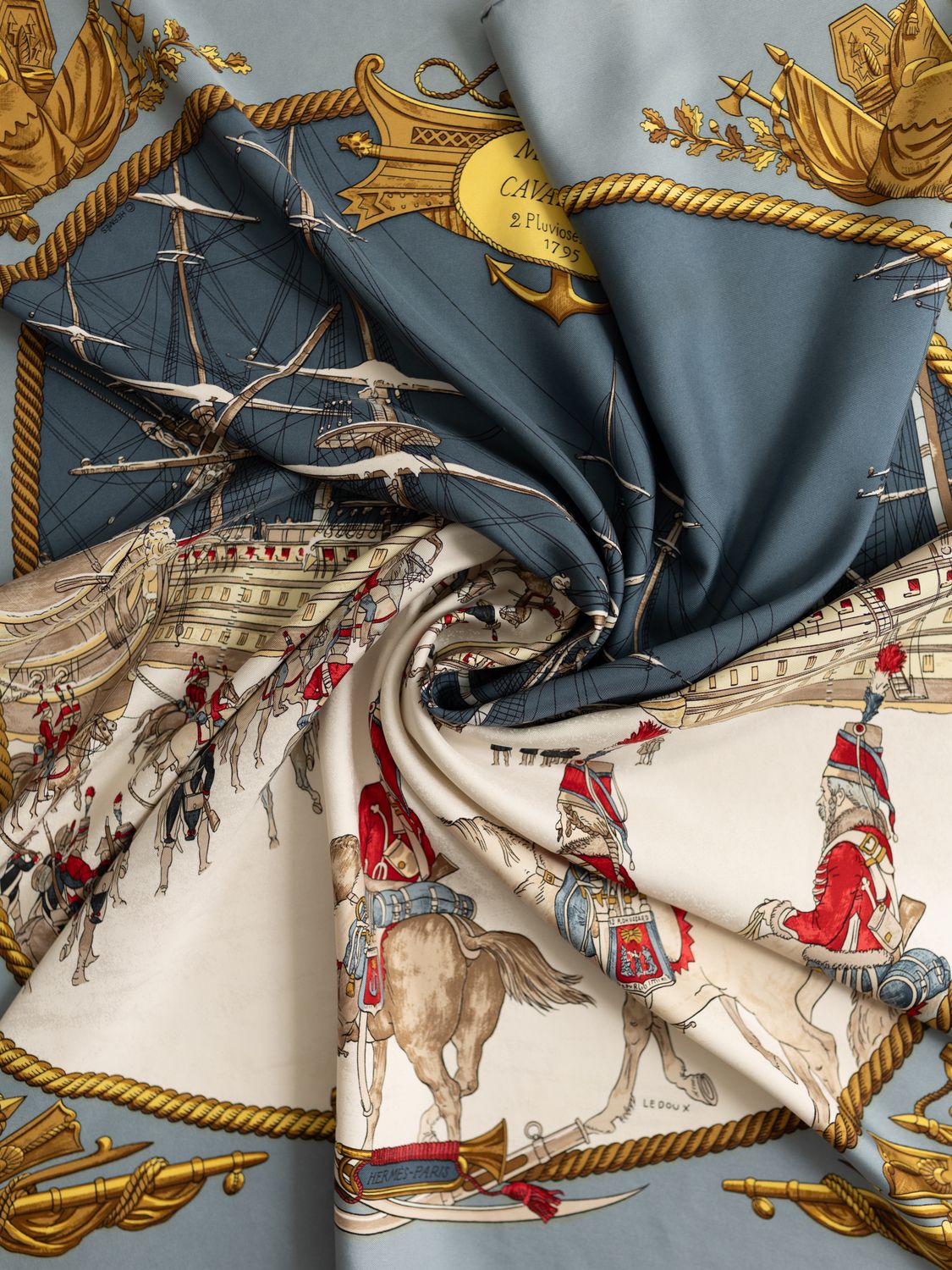 HERMES Marine et Cavalerie シルクスカーフ Hermès Marine et Cavalerie Silk Scarf