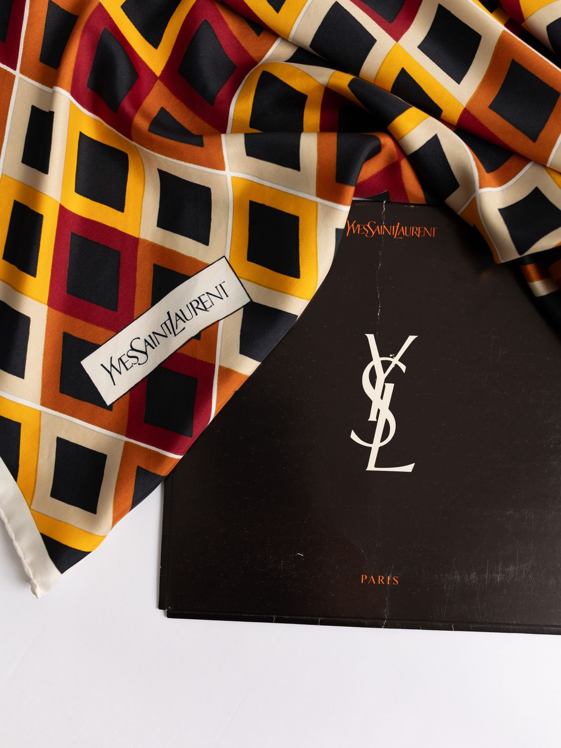 YSL Majorelle Grid Silk Scarf