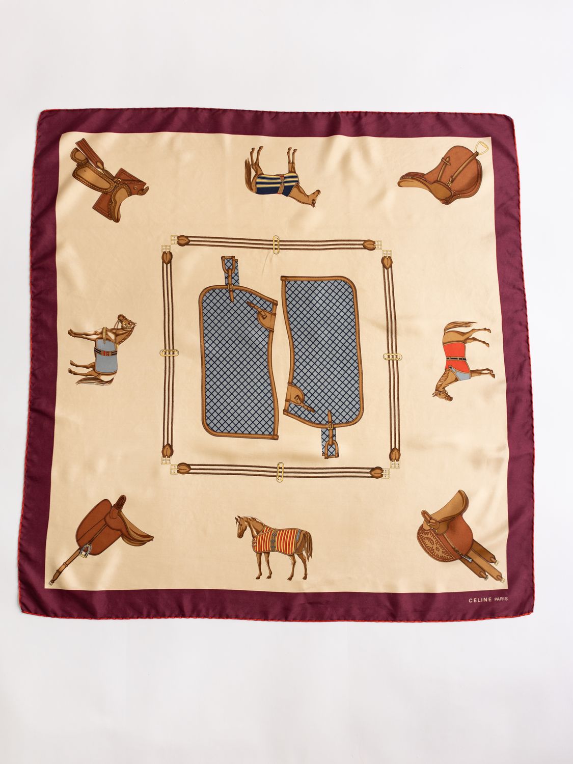 Celine Horse &amp; Saddle Silk Scarf
