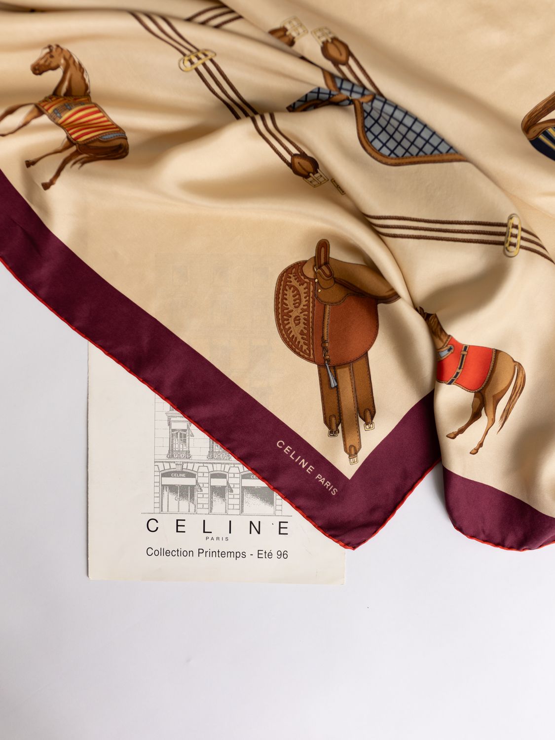 Celine Horse &amp; Saddle Silk Scarf