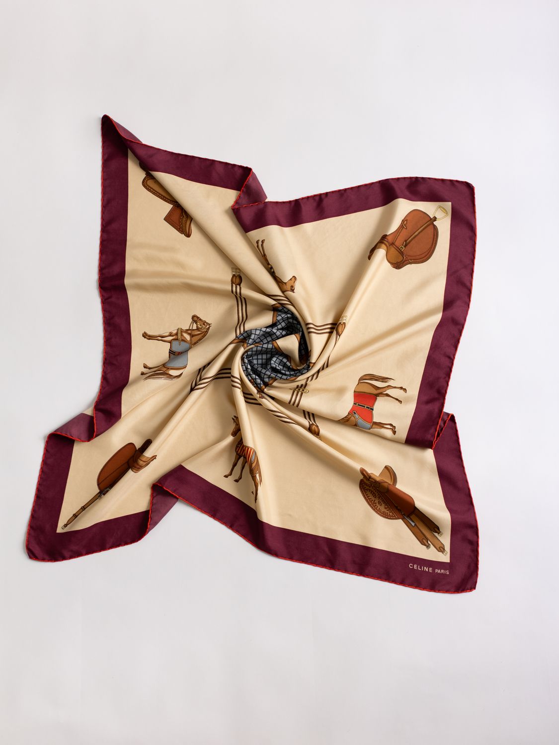 Celine Horse &amp; Saddle Silk Scarf