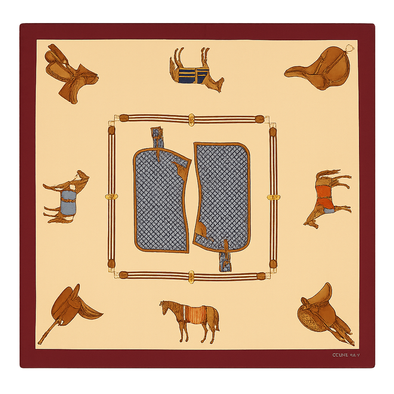 Celine Horse &amp; Saddle Silk Scarf