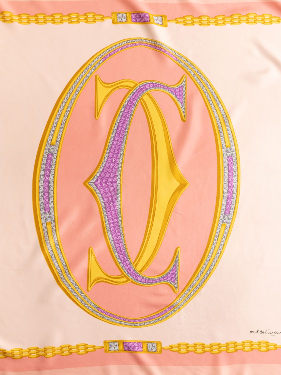 Cartier Pink Monogram Silk Scarf