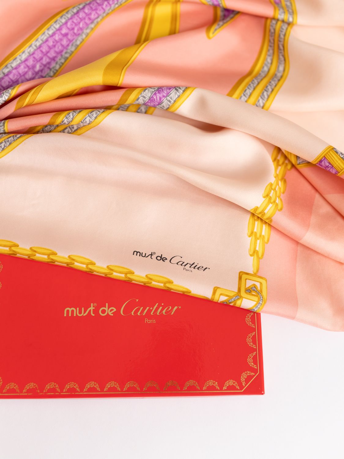 Cartier Pink Monogram Silk Scarf