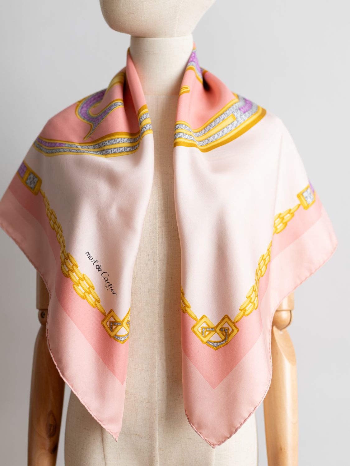 Cartier Pink Monogram Silk Scarf