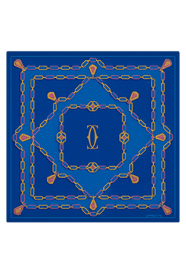 Cartier Blue Jewel Chain Silk Scarf