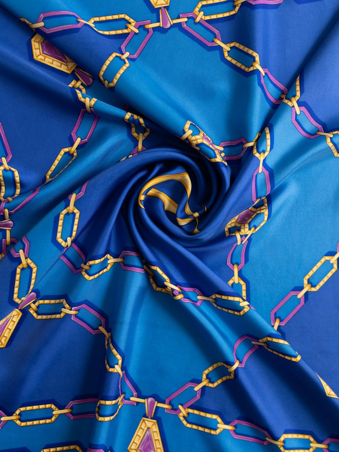 Cartier Blue Jewel Chain Silk Scarf