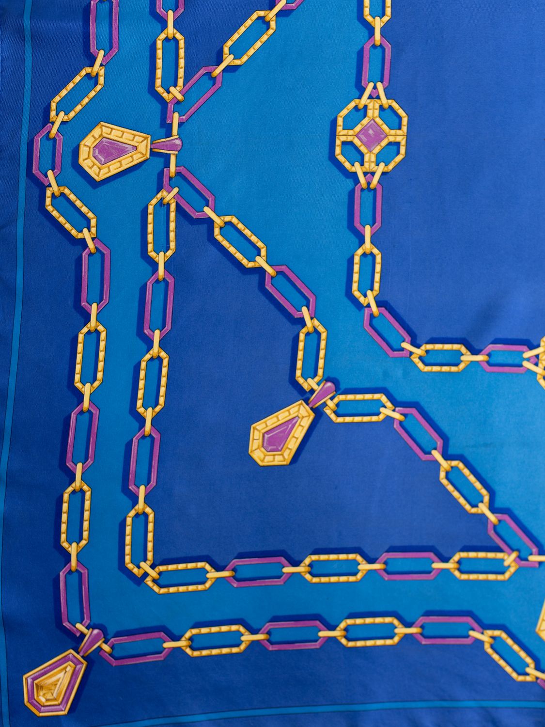 Cartier Blue Jewel Chain Silk Scarf
