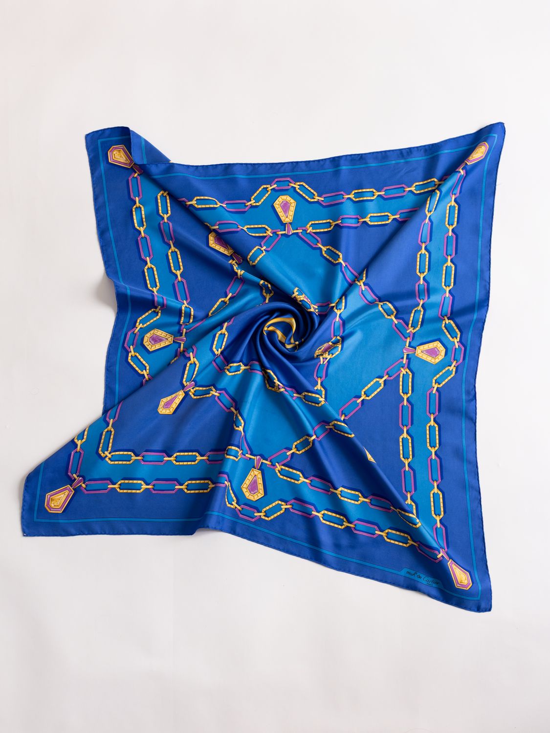 Cartier Blue Jewel Chain Silk Scarf