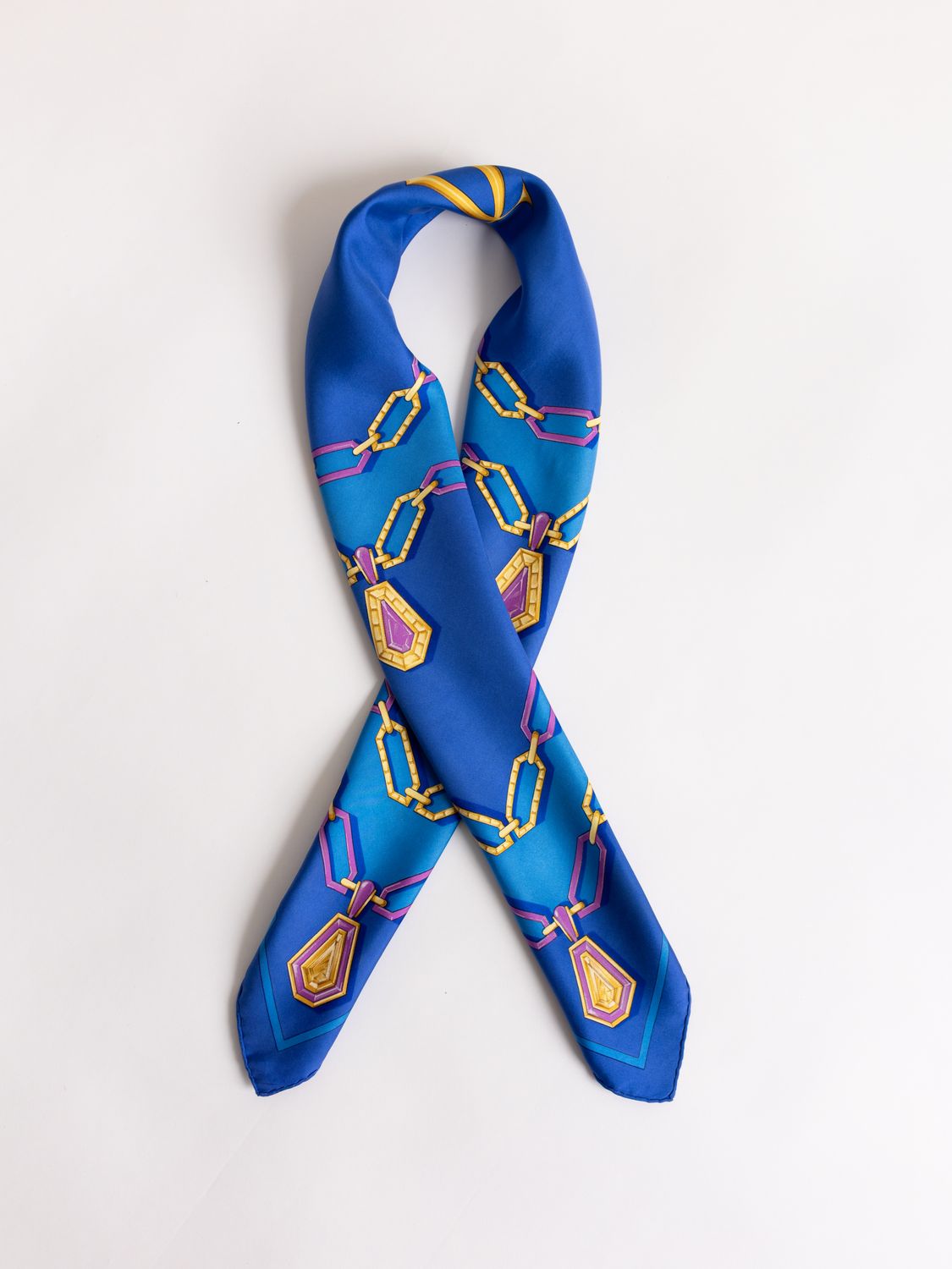 Cartier Blue Jewel Chain Silk Scarf