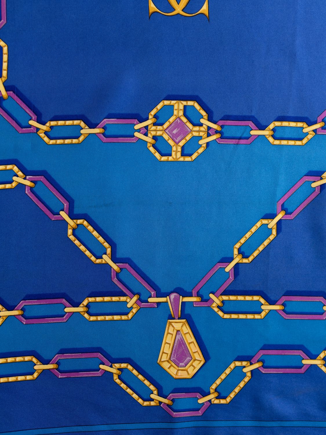 Cartier Blue Jewel Chain Silk Scarf