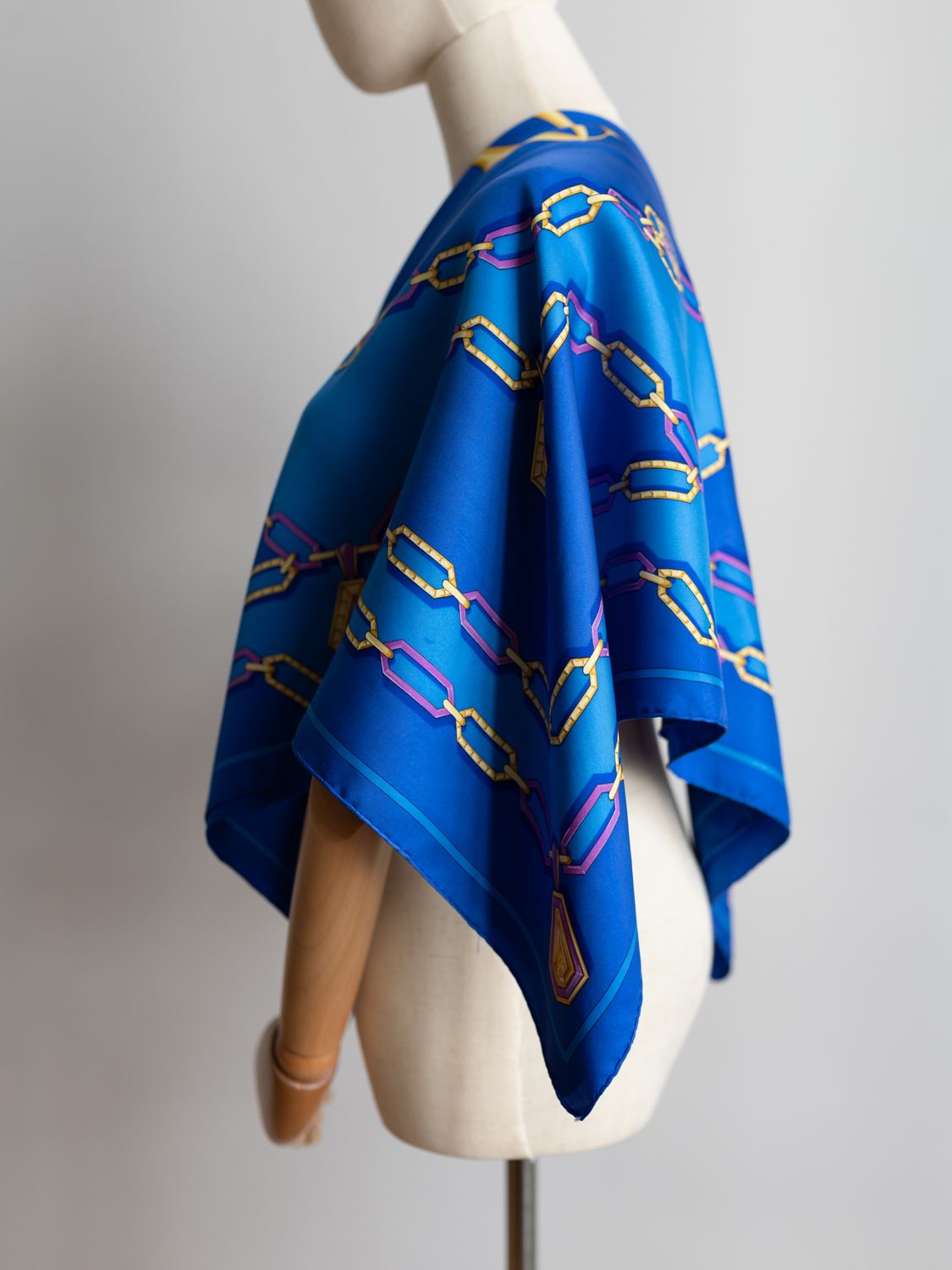 Cartier Blue Jewel Chain Silk Scarf