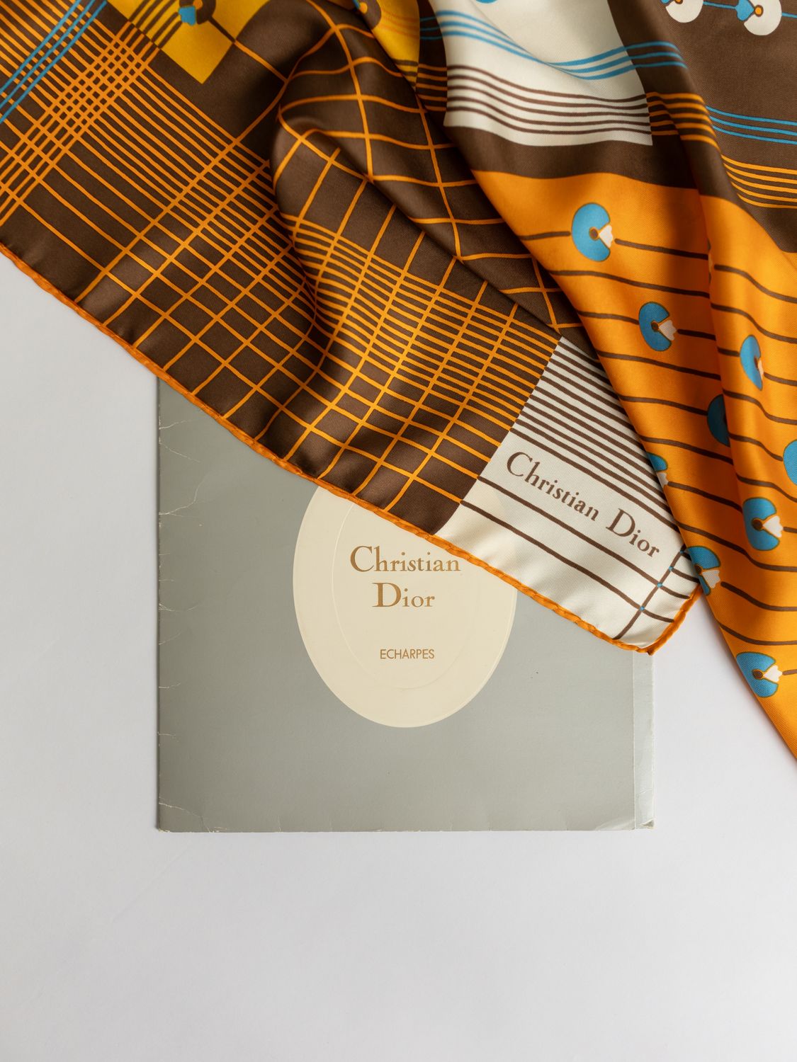 Christian Dior Ochre Mosaic Silk Scarf
