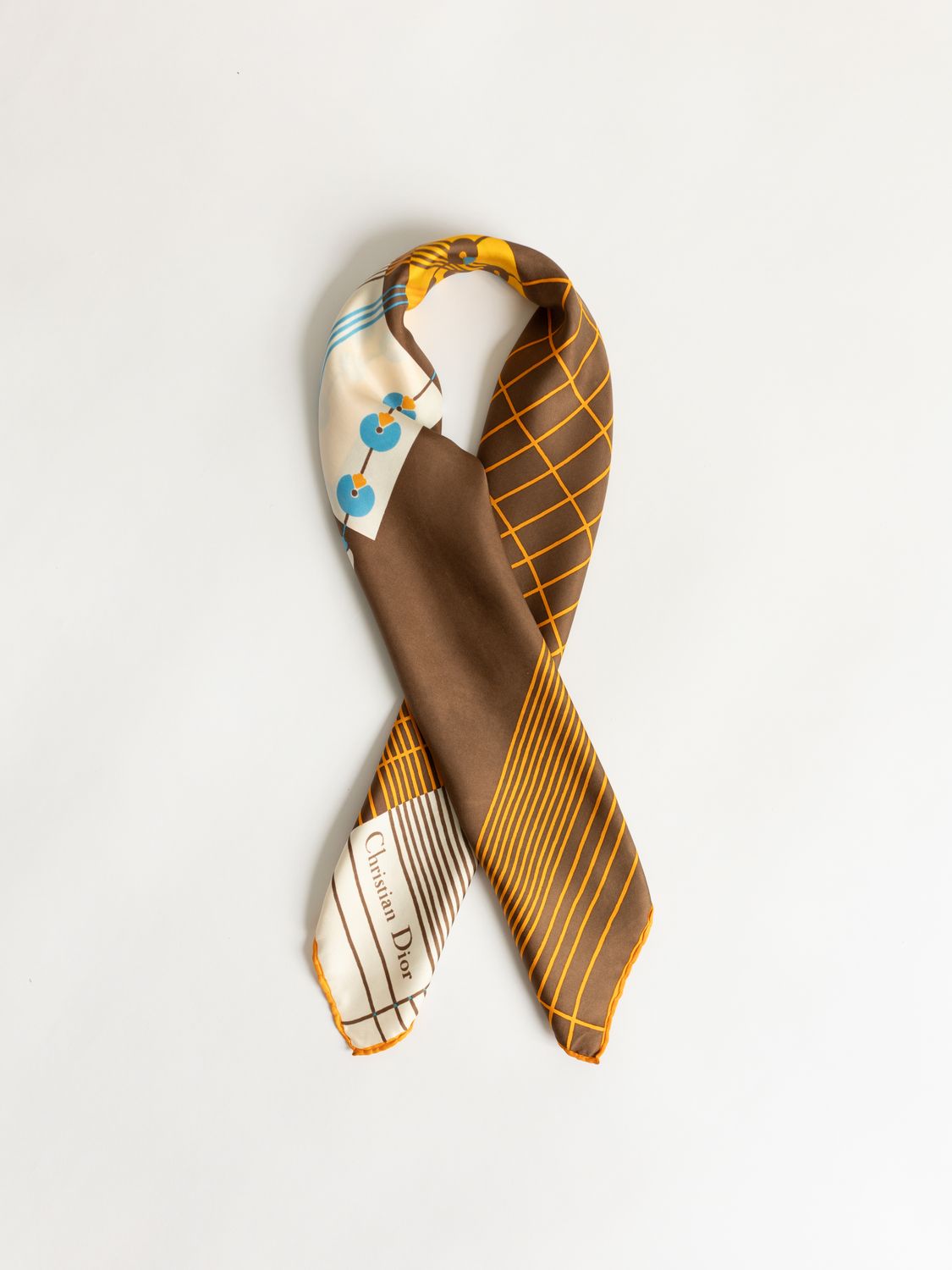 Christian Dior Ochre Mosaic Silk Scarf